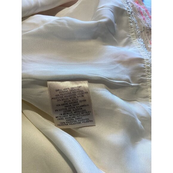 Anthropologie Moulinette Soeurs Tweed Pasteque Dress Size 6 White Pink Wedding - Picture 10 of 11